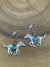 Brabanter Fashion Silver Running Horse Fish Hook Earrings - Turquoise