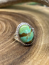 Frankston Roped Sterling Oval Turquoise Ring - Green