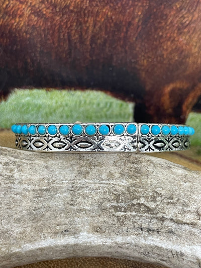 New Hampshire Stamped Stone Stretch Bracelet