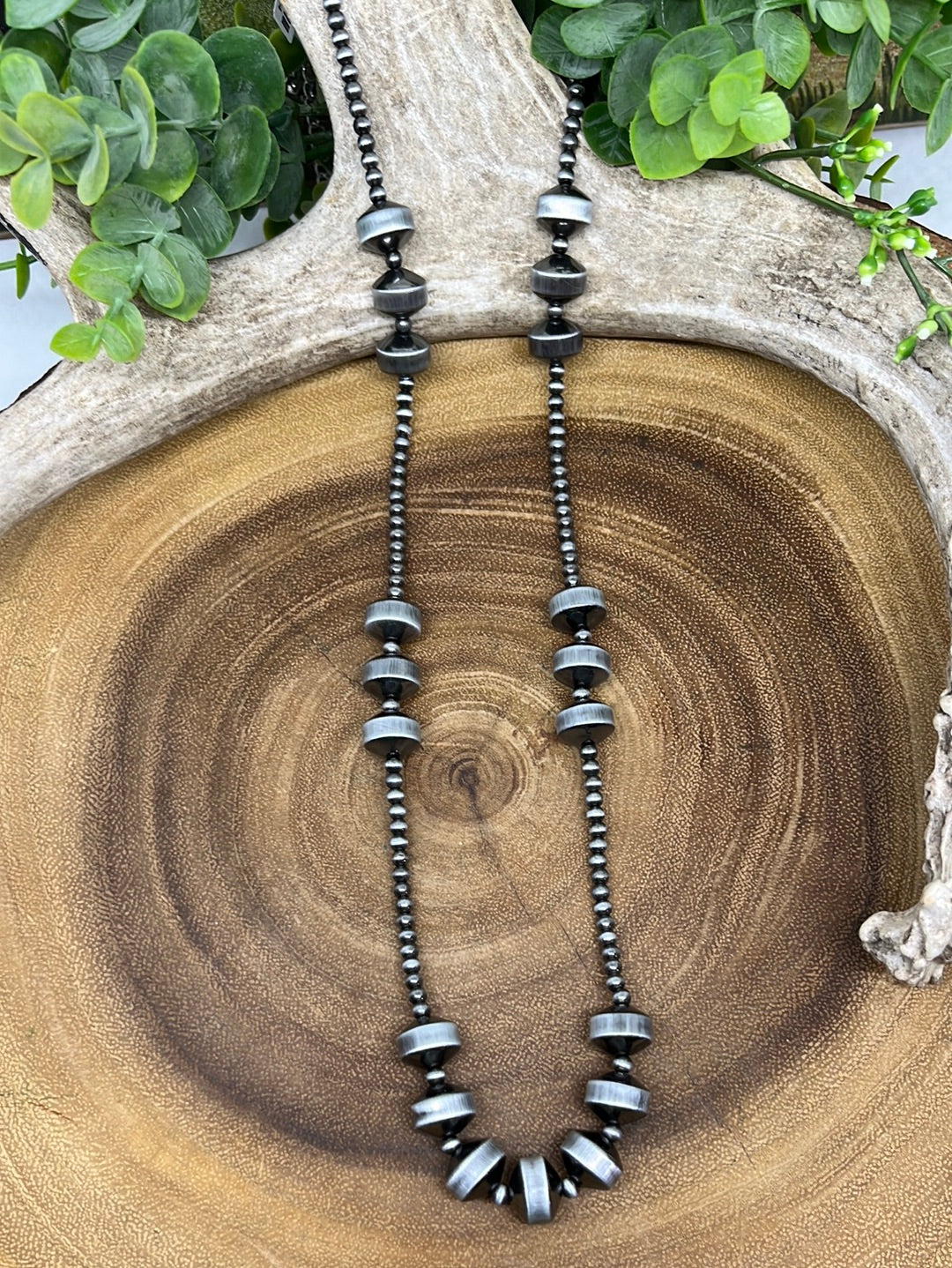 Feller Fashion Navajo & Rondelle Bead Necklace - Silver