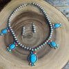 Ryder Stamped Bead Semi Stone Necklace & Earrings