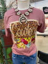Mauve Cowboy Leopard Graphic T-Shirt