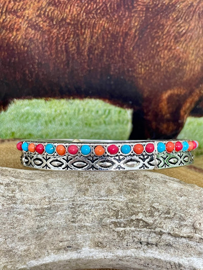 New Hampshire Stamped Stone Stretch Bracelet