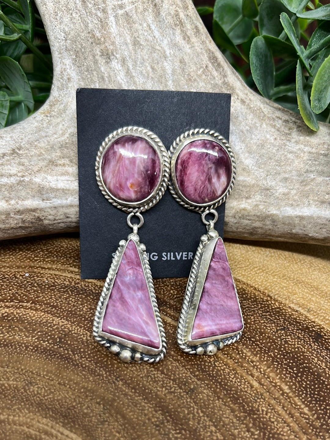 Ava Purple Spiny Post Drop Sterling Earrings