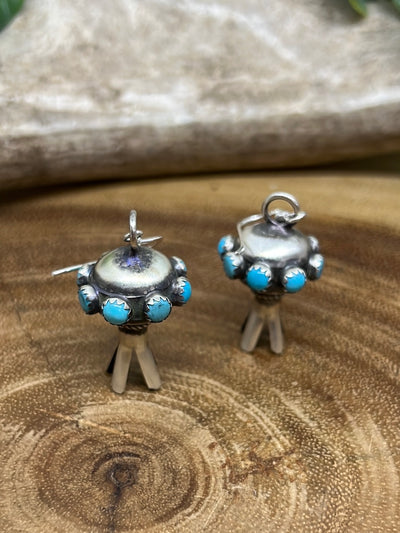 Lois Sterling Blossom Earrings With Stone Accents - Turquoise