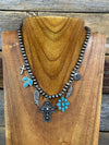 Winona Cross & Feather Charm Fashion Navajo Necklace - Turquoise