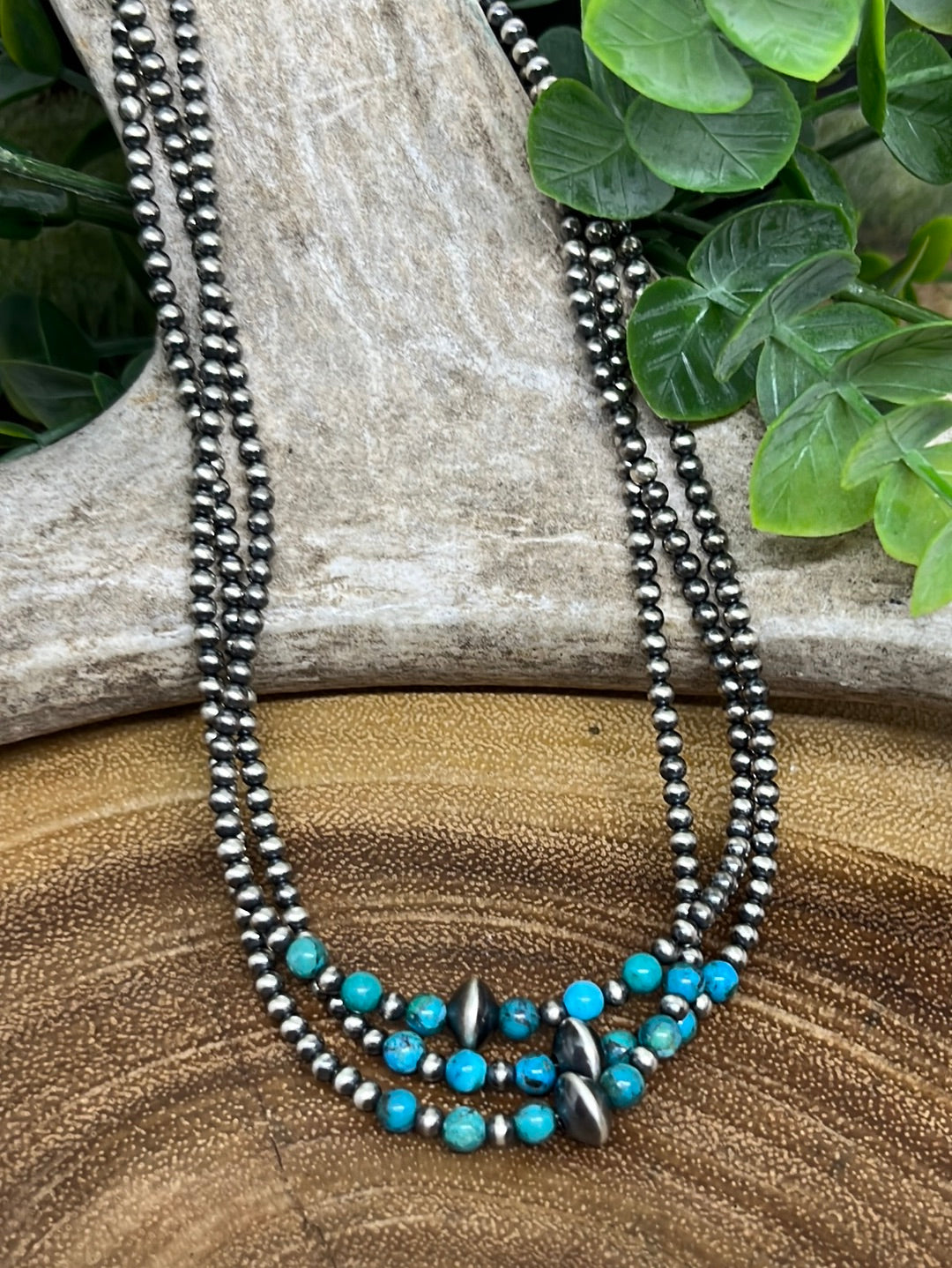Converse 3mm Navajo Choker With Turquoise Beads - 14"