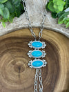 Bellevue Fashion Link Chain & Necklace With 3 Turquoise Center Stones
