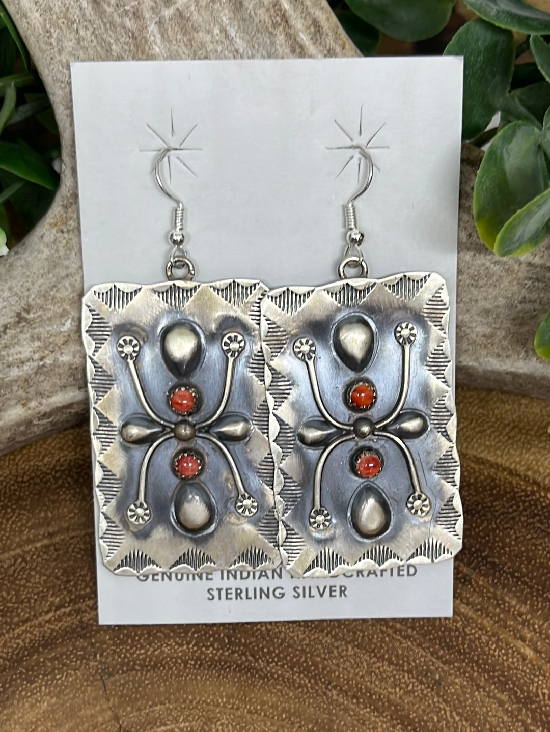 Corrie Sterling Silver Spiny Rectangle Stamped Earrings