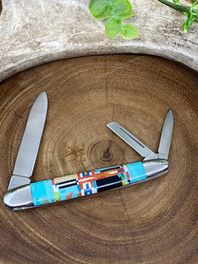 Landon Inlay Turquoise 3 Blade Pocket Knife