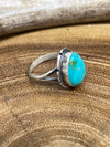 Gretta Sterling Notch Framed Teardrop Ring - Turquoise