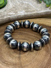 16mm Round Navajo Pearl Stretch Bracelet With Saucer Beads