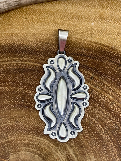 Charlie Stamped Sterling Concho Pendant