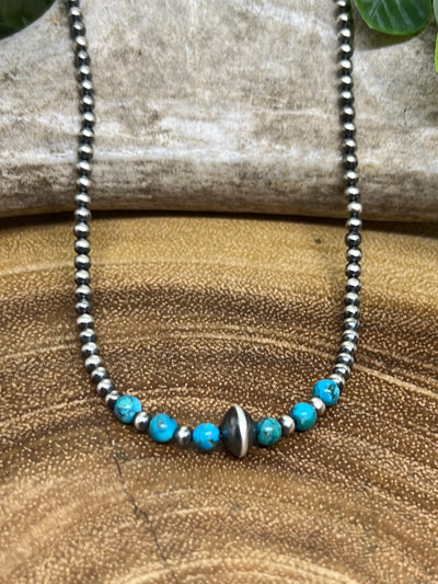 Converse 3mm Navajo Choker With Turquoise Beads - 14"