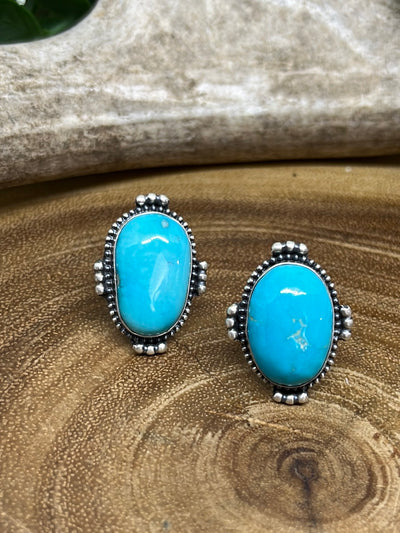 Faith Sterling 3 Bead Framed Ring - Turquoise