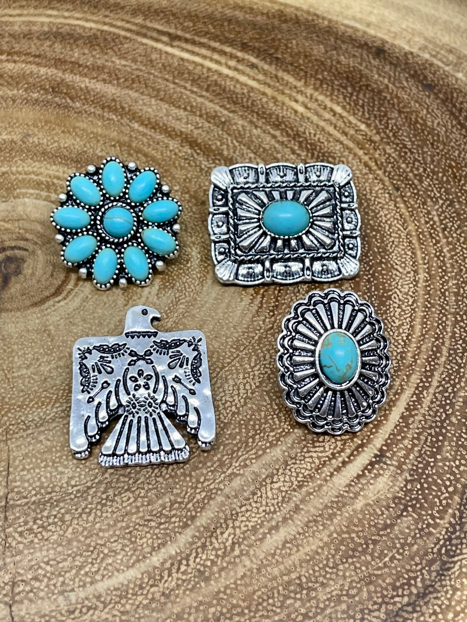 Fashion Turquoise Concho Thunderbird Pin Set