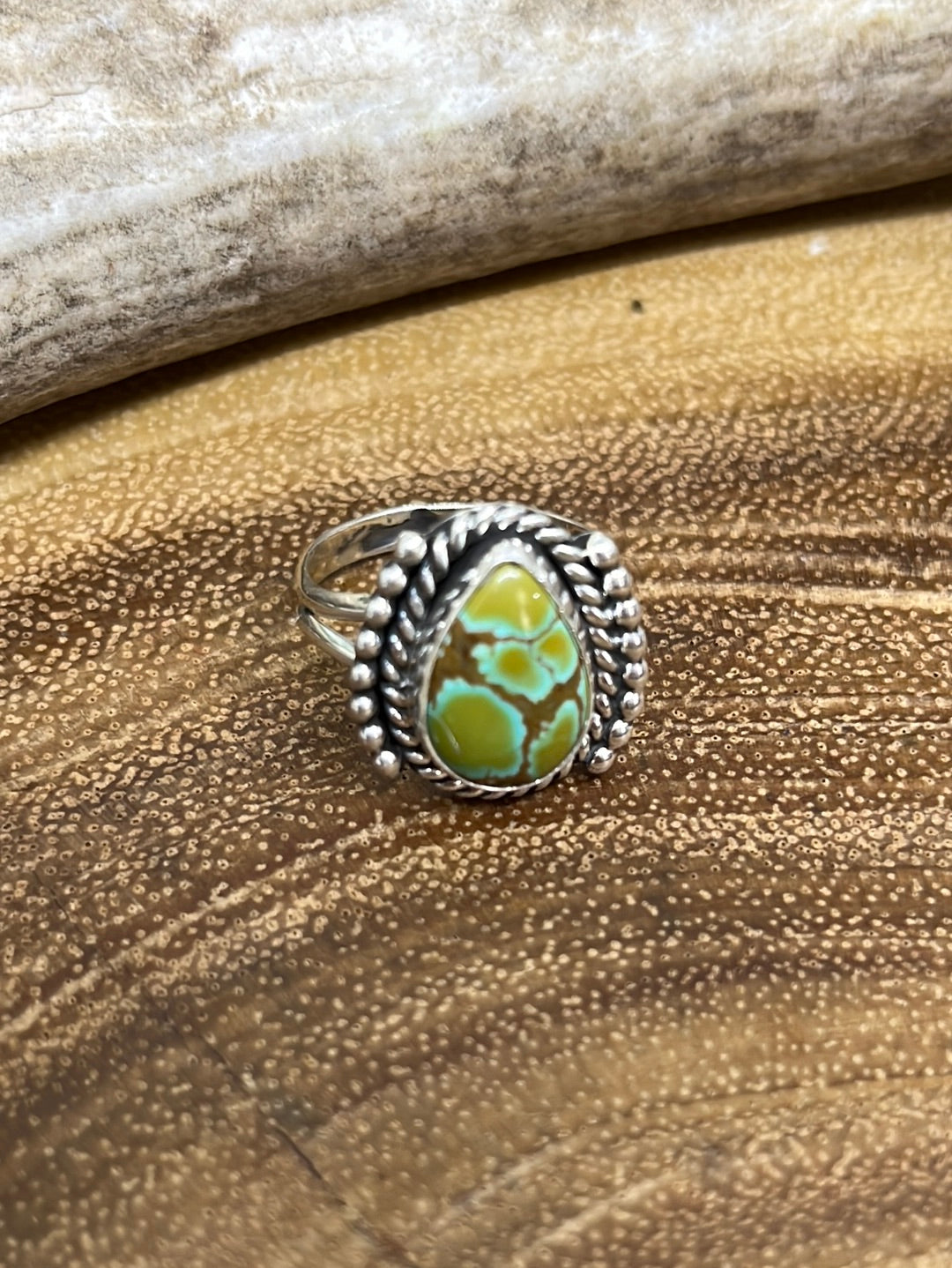 Bravado Sterling Double Frame Turquoise Teardrop Ring - size 5