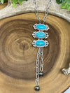Bellevue Fashion Link Chain & Necklace With 3 Turquoise Center Stones