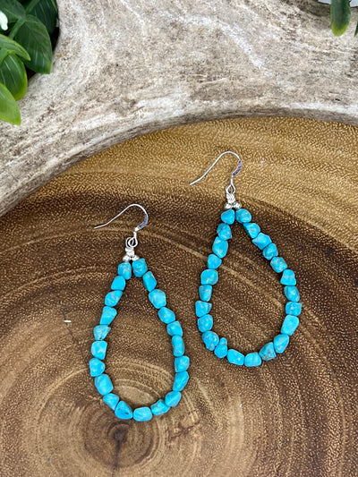 Neches Tumbled Turquoise Teardrop Earrings - 2.75"