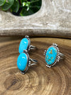 Faith Sterling 3 Bead Framed Ring - Turquoise