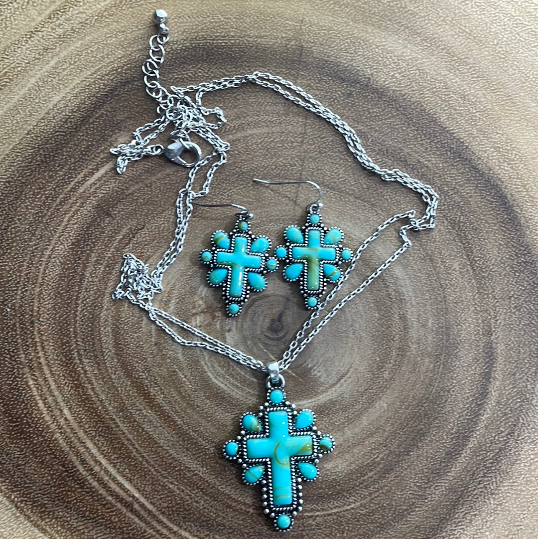Miller Stone Cross Necklace & Earrings