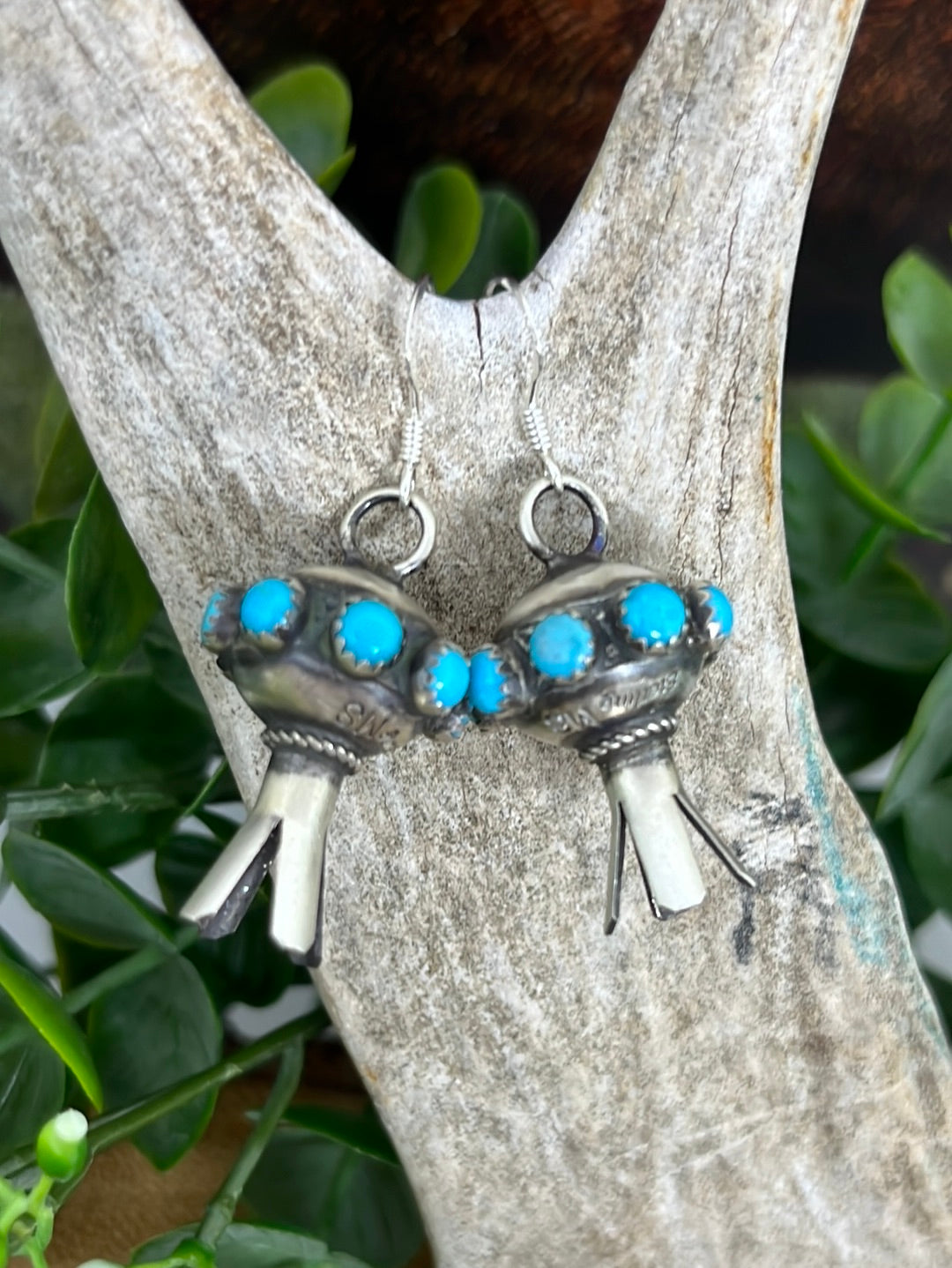 Lois Sterling Blossom Earrings With Stone Accents - Turquoise