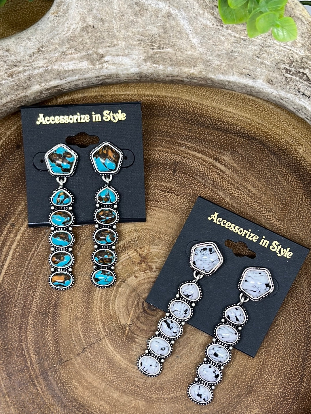 Fairfield Pentagon Post Stone Drop Earrings