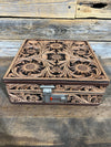 Brown Tooled Leather Jewelry Box
