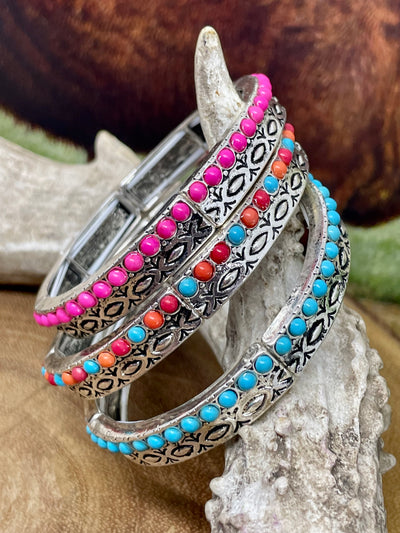 New Hampshire Stamped Stone Stretch Bracelet