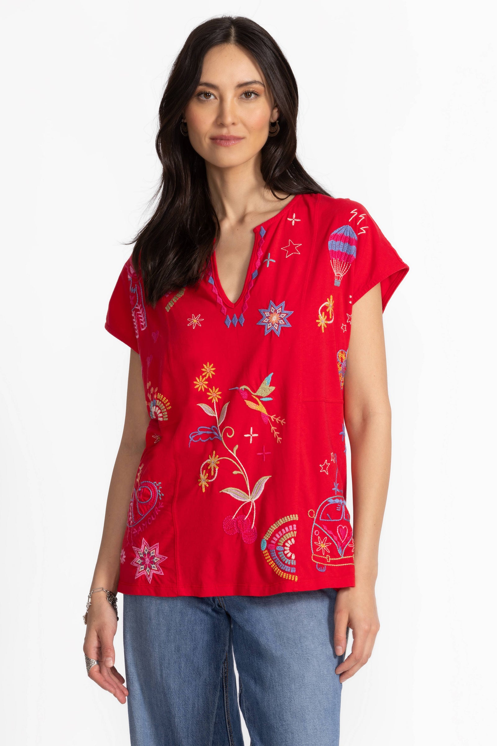 Johnny Was Easy Paneled V-Neck Tee