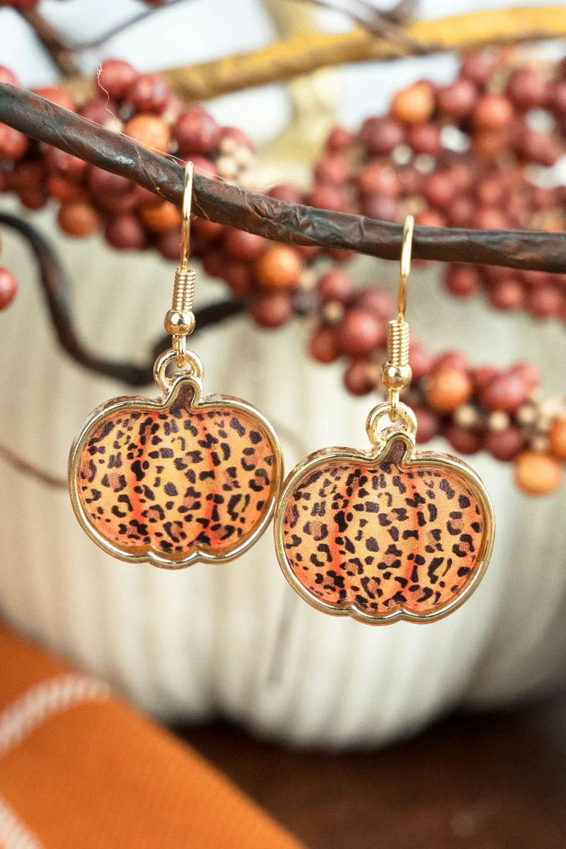 Fall Harvest Pumpkin Bubble Fish Hook Earrings