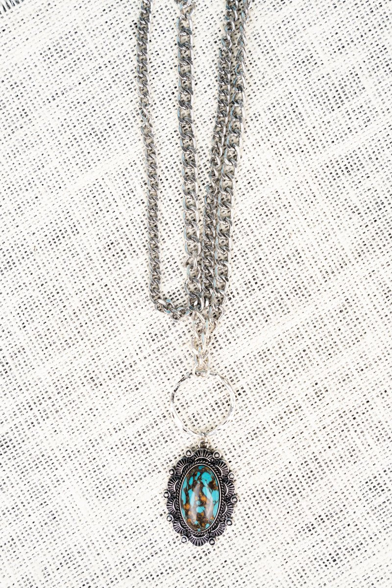 Sandridge Layered Chain Necklace With Stone Pendant