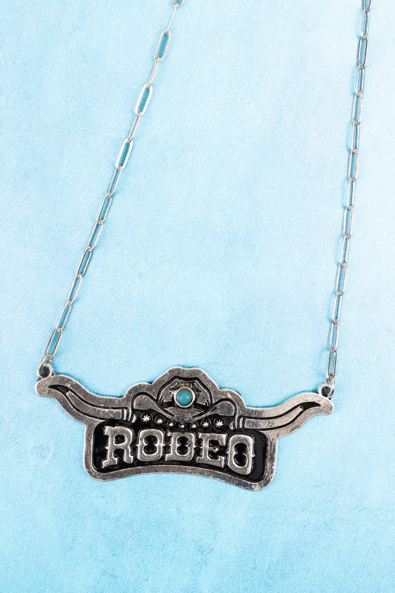 Collier Bull Rodeo Hat Link Chain Necklace - 18"