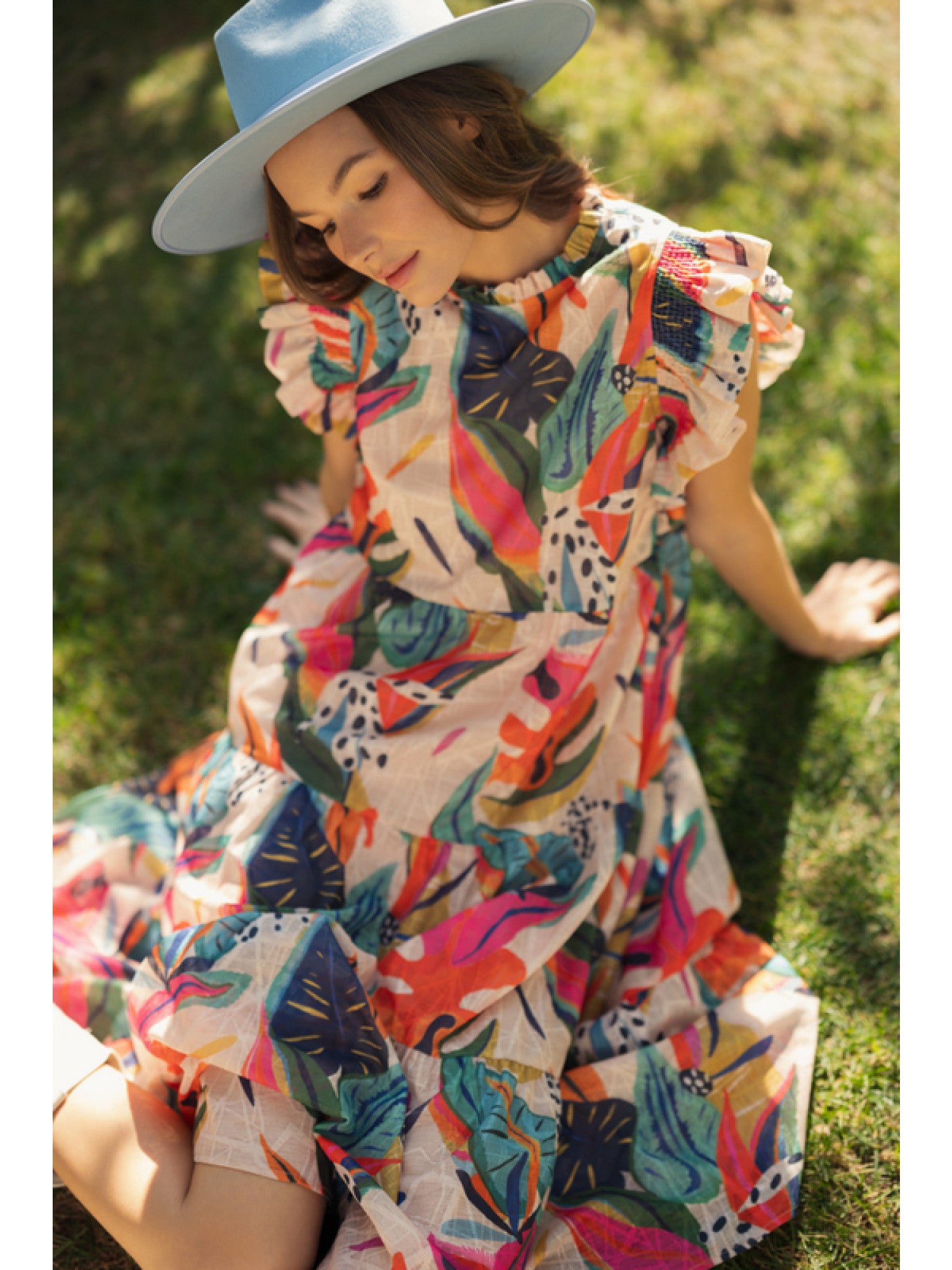 Tropical Print Midi Dress