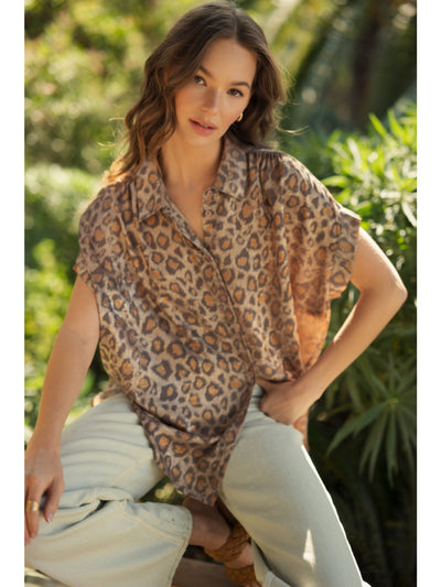 Leona Leopard Metallic Blouse