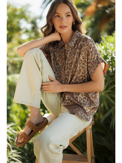 Leona Leopard Metallic Blouse