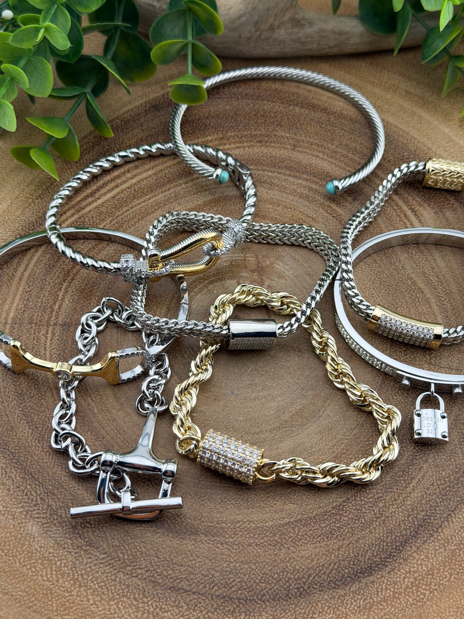 Assorted Stainless Steel Rhinestone Bracelets
