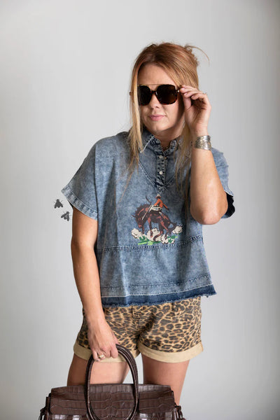 Mane Attraction Boxy Denim Top