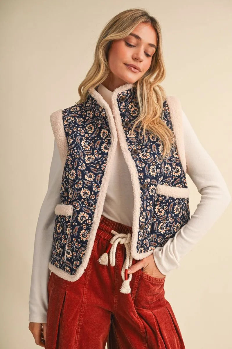 Sherpa Paisley Print Vest