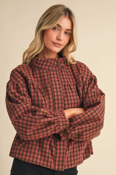 Plaid Bubble Hem Jacket