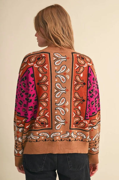 Paisley Half Zip Sweater