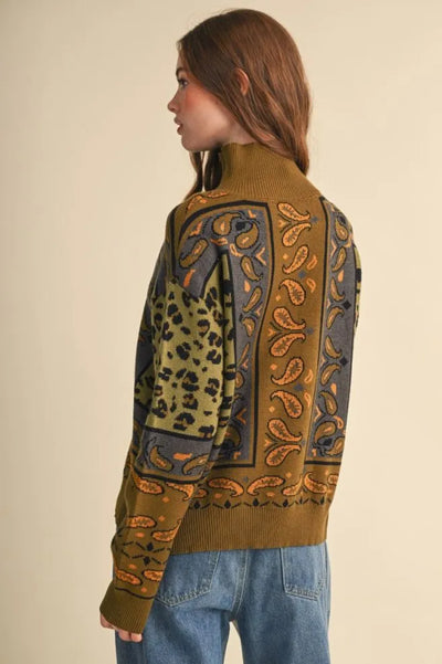 Paisley Half Zip Sweater