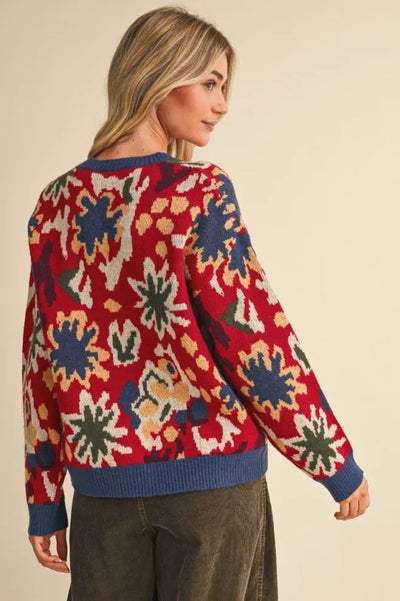 Abstract Floral Sweater