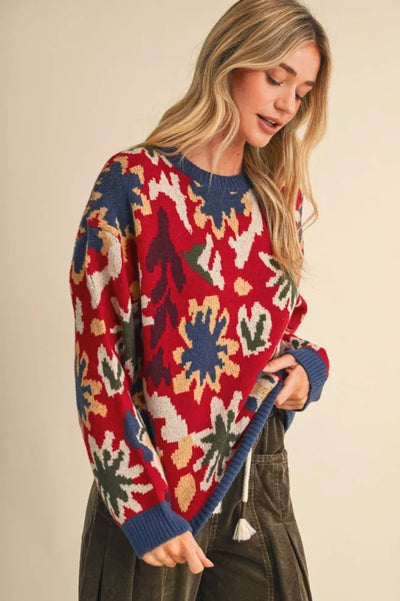 Abstract Floral Sweater