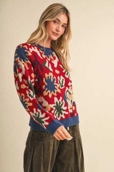 Abstract Floral Sweater