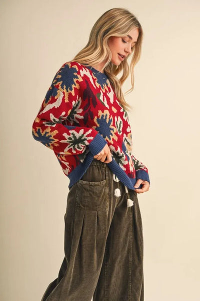 Abstract Floral Sweater