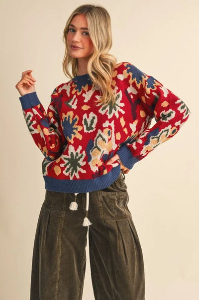Abstract Floral Sweater