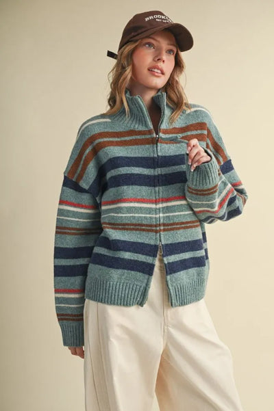 Turquoise Multi Stripe Sweater