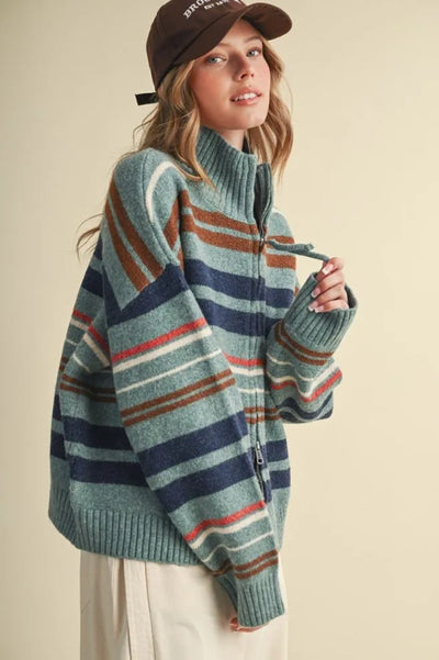 Turquoise Multi Stripe Sweater
