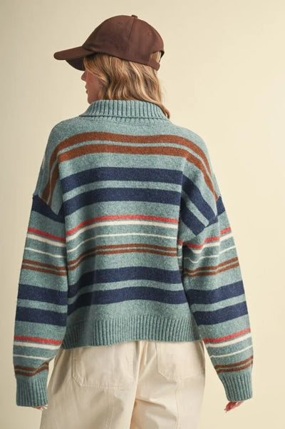 Turquoise Multi Stripe Sweater